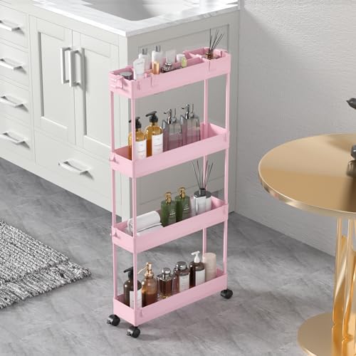 Slim Storage Cart 4 Tier White L199