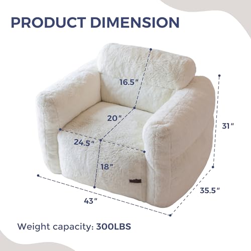Green Oversized Fluffy Bean Bag Sofa V253199