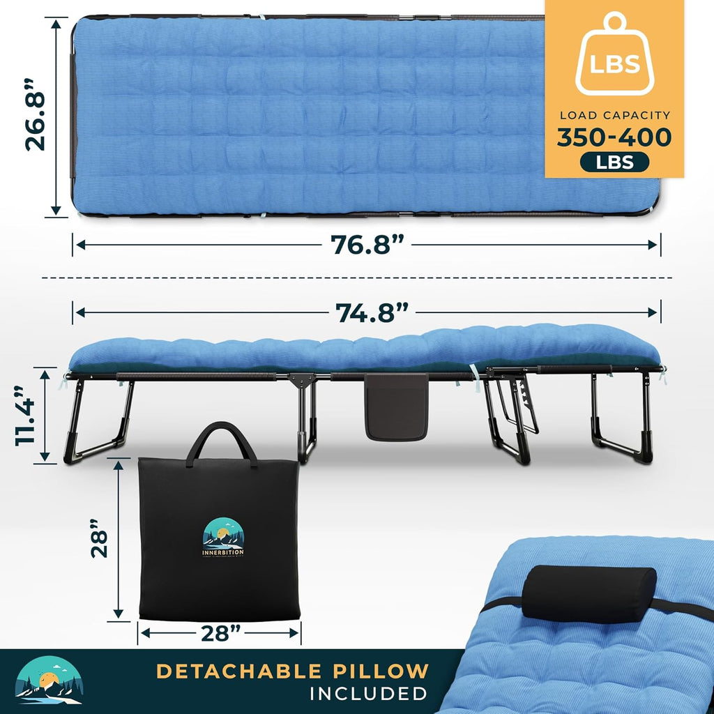 Heavy Duty Folding Camping Cot with Pillow, Cushion & Carrying Bag D407238
