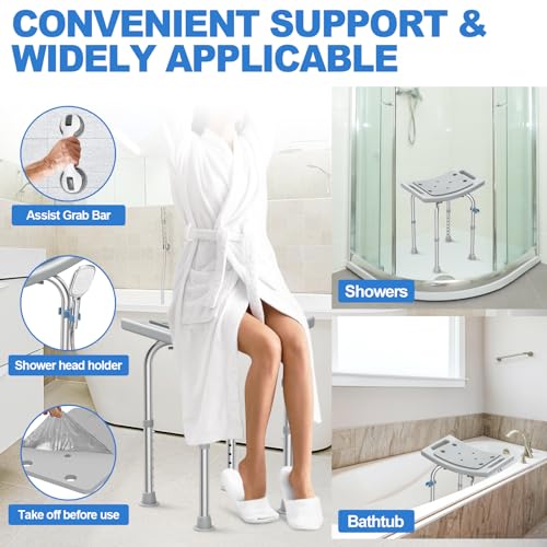 Heavy Duty Stainless Steel Shower Chair Seat with Grab Bar Z160
