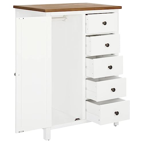 Solid Oak Wood Wardrobe with Hanging Rod and Drawers Z504