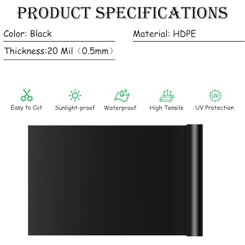 Black 20 Mil HDPE Pond Liner 10×13ft Z944