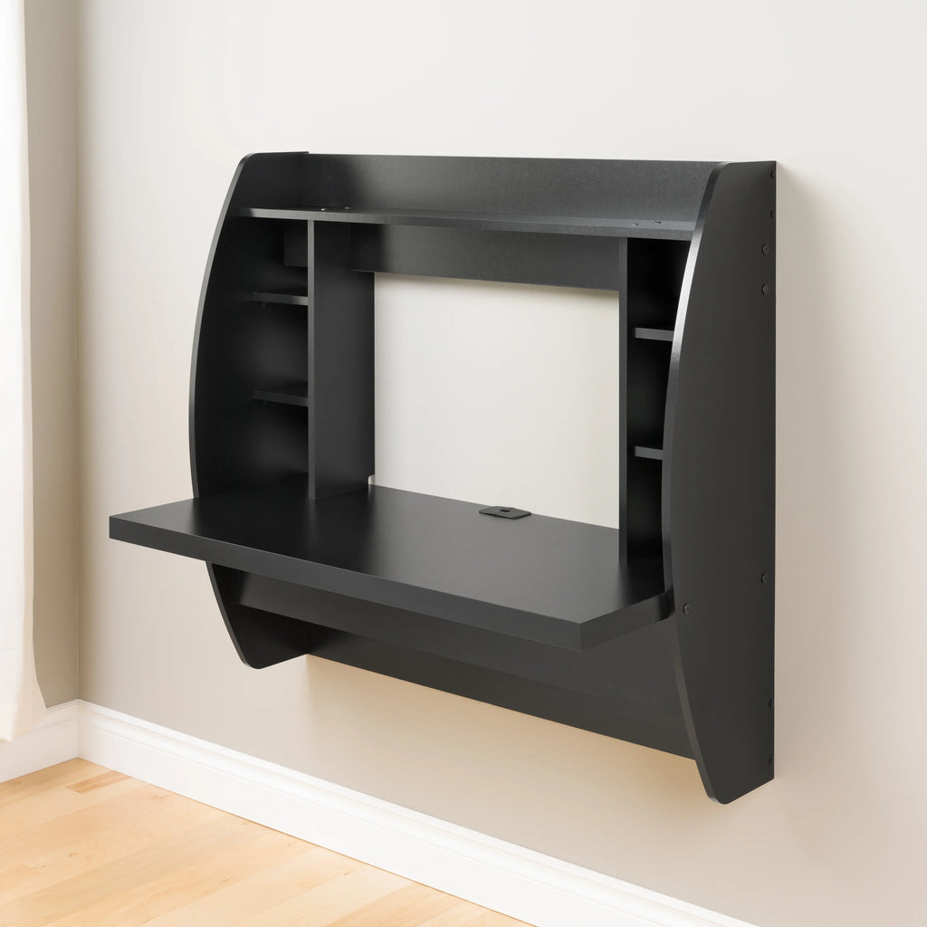 Black Wall Mounted Desk with Storage U383
