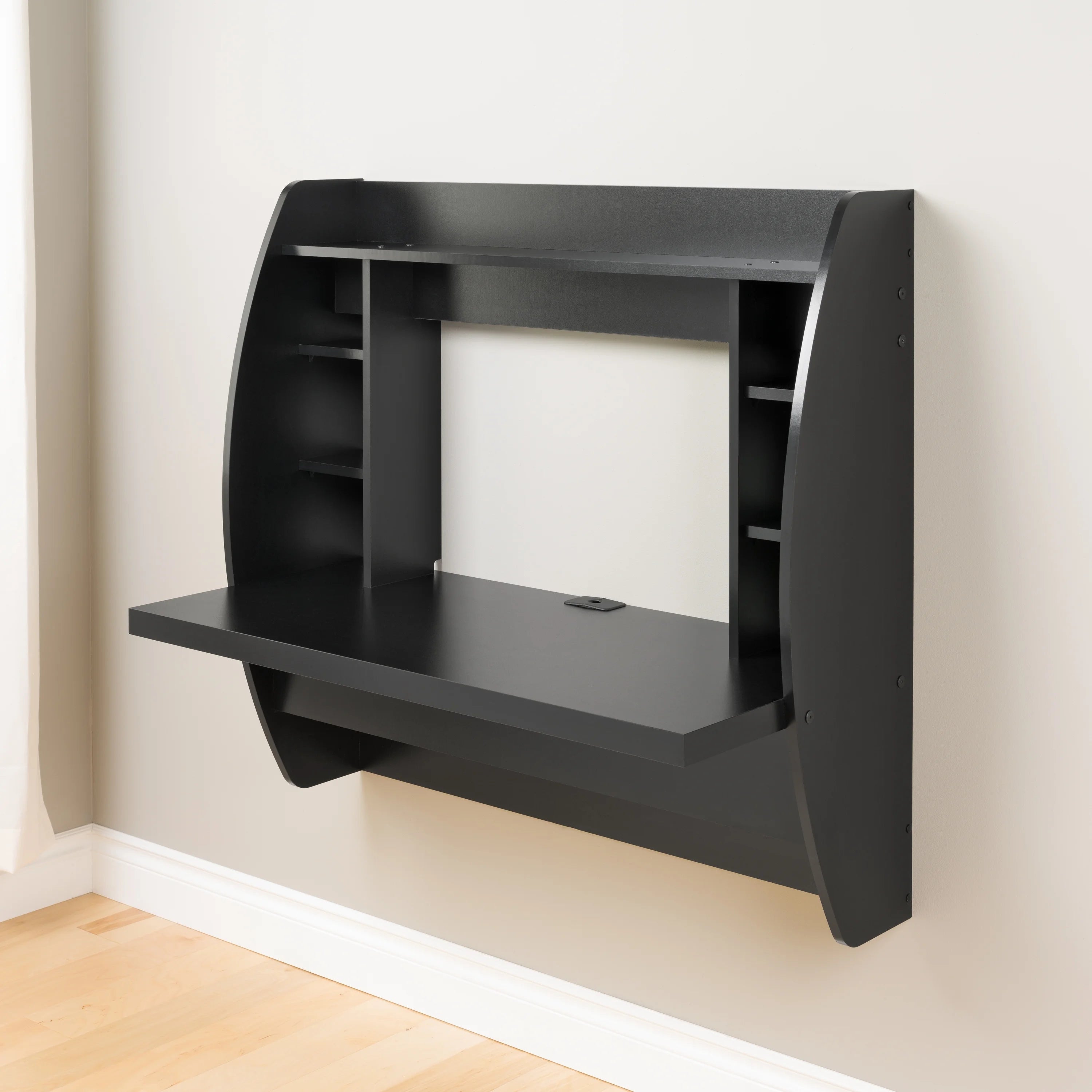 Black Wall Mounted Desk with Storage U383