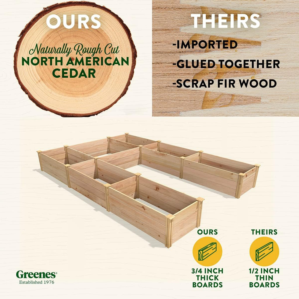 Cedar Raised Garden Bed, 8' x 12' x 16.5" U-Shaped Bed Q672