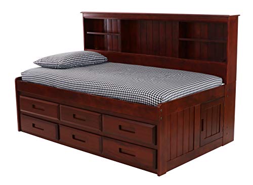 Twin Bookcase Day Bed with 6 Drawers Merlot Finish X45321