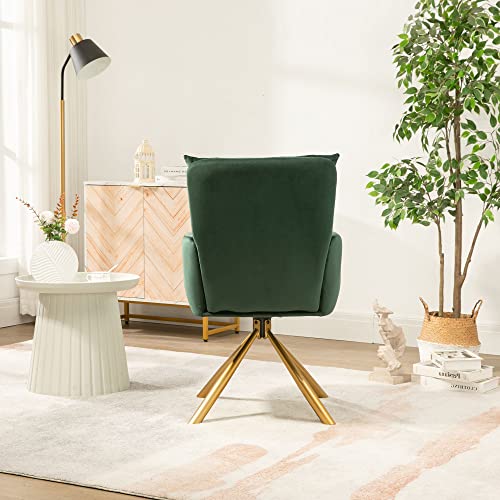 Dark Blue Velvet Desk Chair with Gold Legs X37696