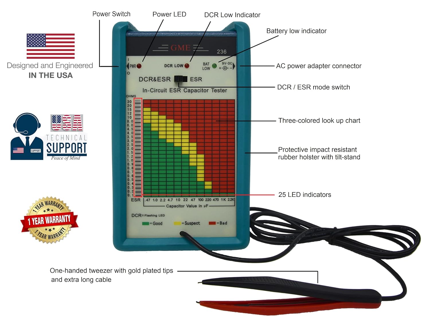 ESR Capacitor Tester Capacitance Meter U134158