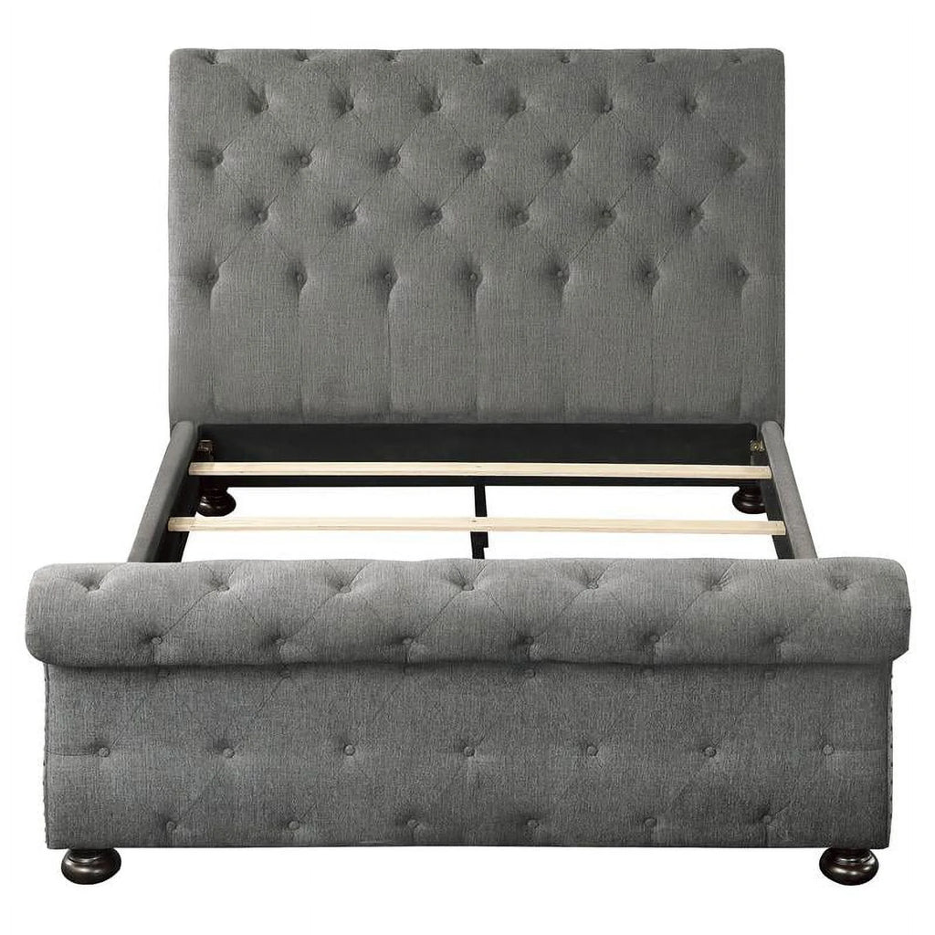 Dark Gray Queen Wood Sleigh Bed F650