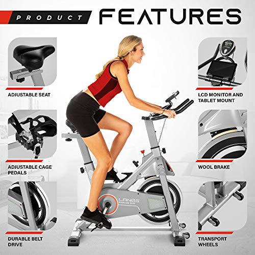 Stationary Exercise Bike with Seat Cushion and Silent Belt Drive M850