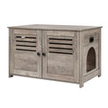 Espresso Wooden Litter Box Enclosure with Double Rooms, 47.2" L862