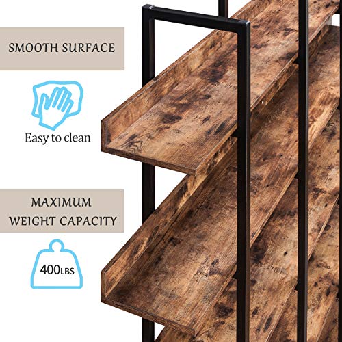 Black 5-Shelf Open Bookcase with Metal Frame W53178