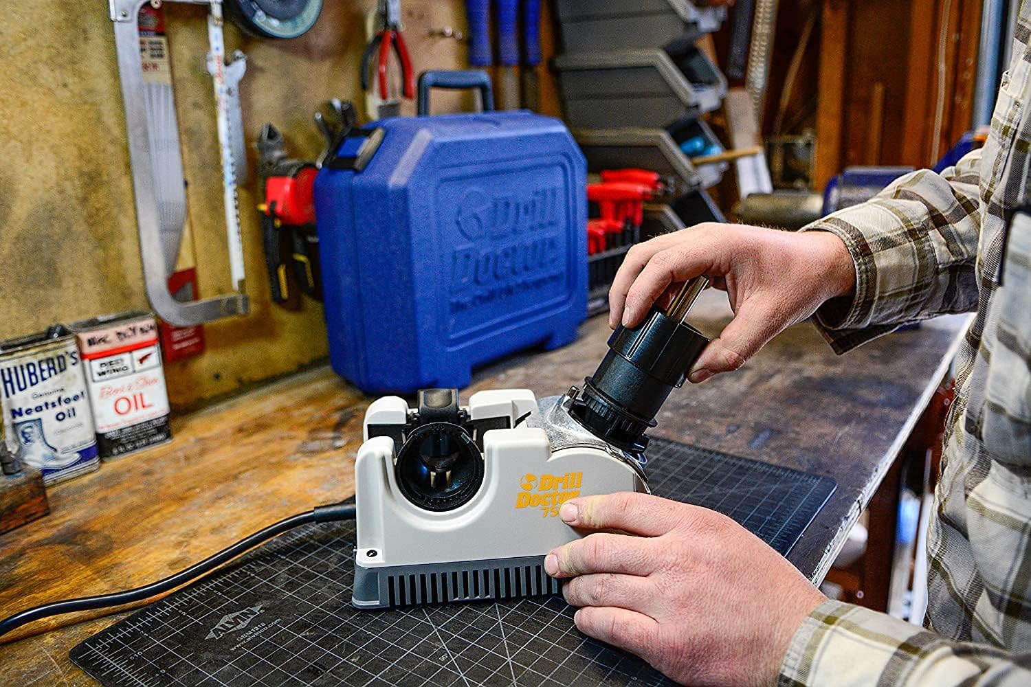 Drill Bit Sharpener for High-Speed Steel, Masonry, Carbide, Cobalt, TiN-coated Drill Bits, Adjustable Angles 115° to 140°, Sharpens 3/32in to 3/4in Drill Bits C92231