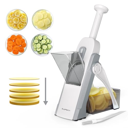 Safe Mandoline Slicer, Thickness Adjustable 0.1-8 mm, Blue D98067
