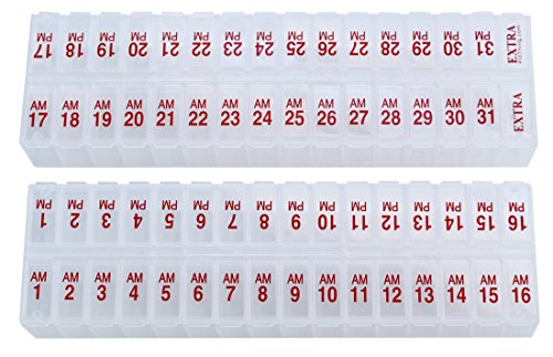 Large Pill Organizer Set, AM/PM Medication Organizer, 2 Organizers for 1 Month, BPA Free R47028