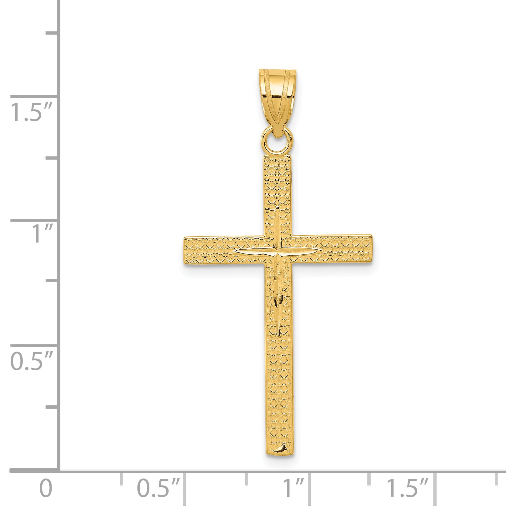 14 Karat Yellow Gold Diamond-Cut Cross Pendant with 18-inch Chain G88262