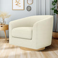 Walnut Brown Linen Swivel Barrel Chair M331