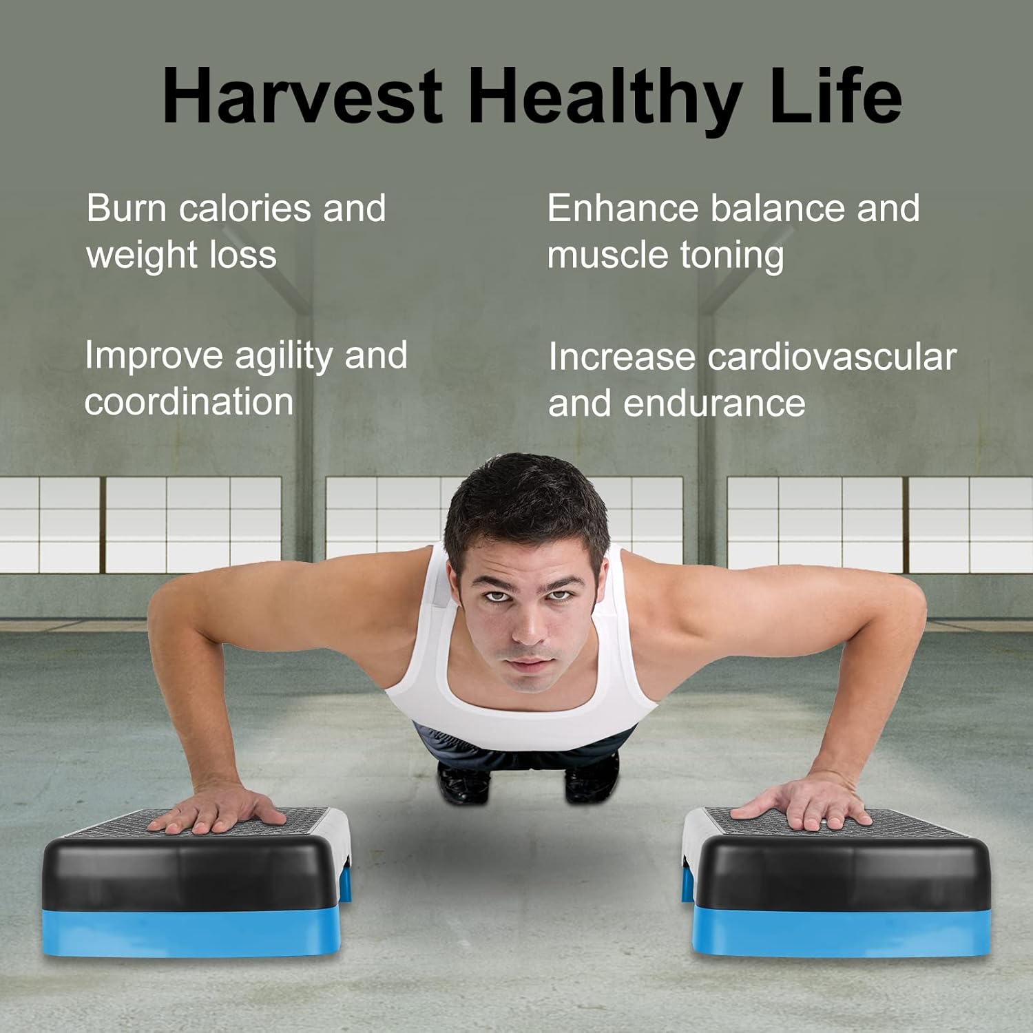 Height-Adjustable 4"-6" Step Aerobics Platform Fitness Equipment Stepper Trainer Exercise Step Platform H4987