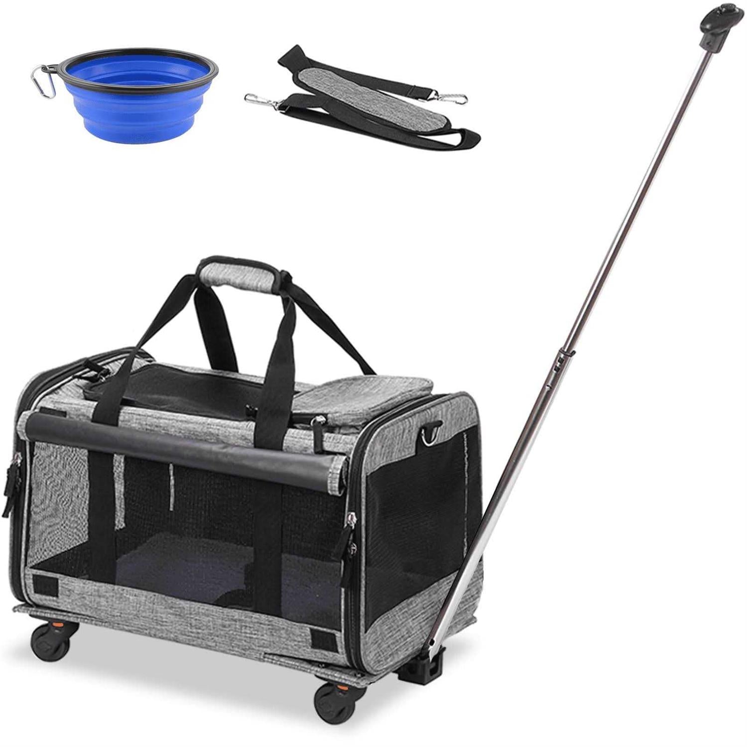 Pet Carrier with Wheels Airline Approved Dog Cat Carrier T97934