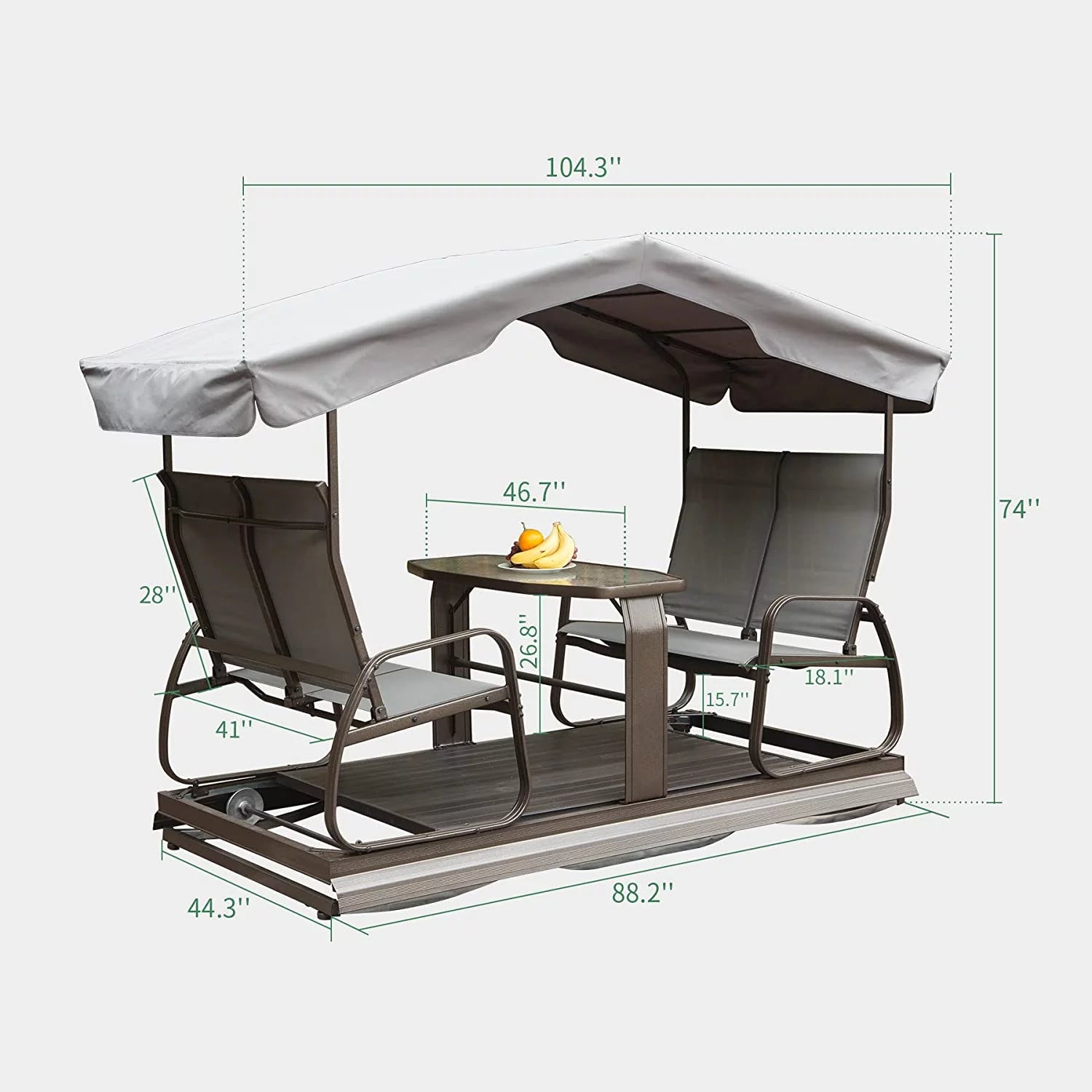 4-Seat Outdoor Metal Glider Bench with Canopy F80453