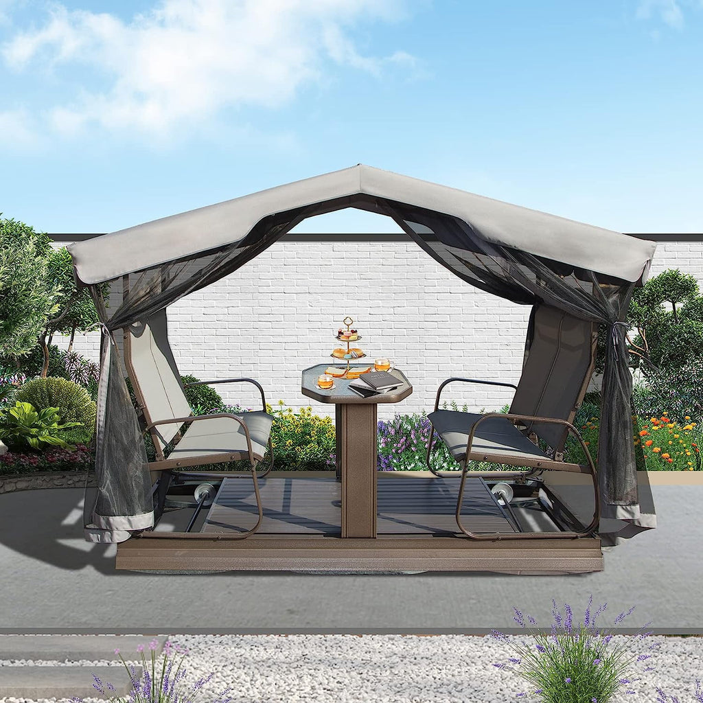 4-Seat Outdoor Metal Glider Bench with Canopy F80453
