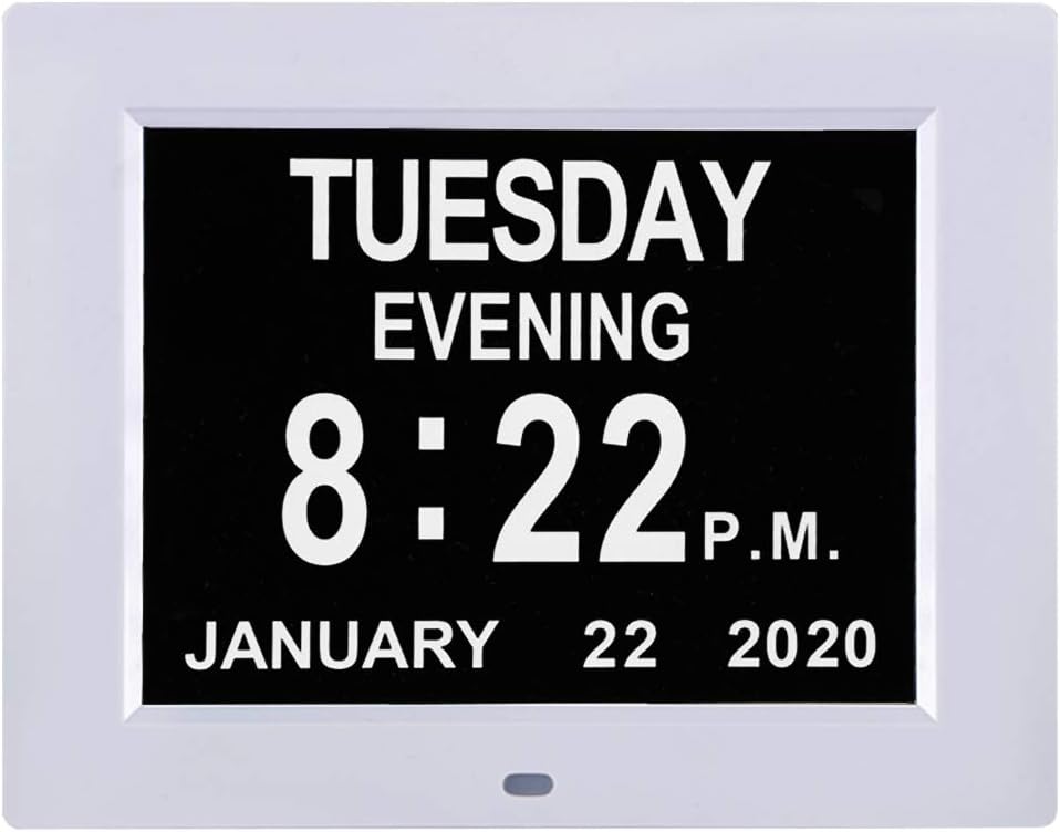 8 Inch Digital Calendar Day Date Clock Black Z447