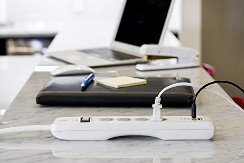 4 Outlets 2 USB Ports Surge Protector with 8ft Power Cord White W651766