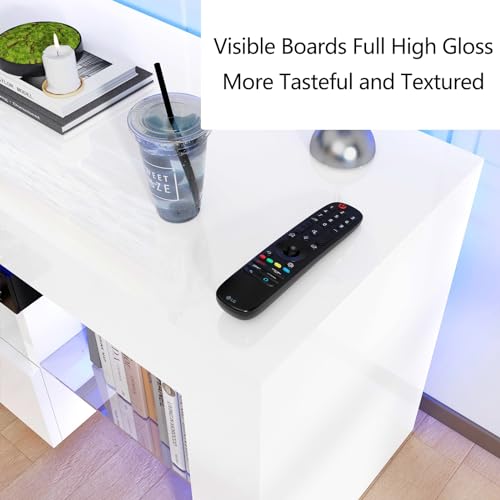 White High Gloss TV Stand with Storage Drawer U145432