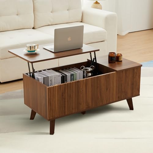 Walnut Wood Coffee Table with Storage Shelf F3329