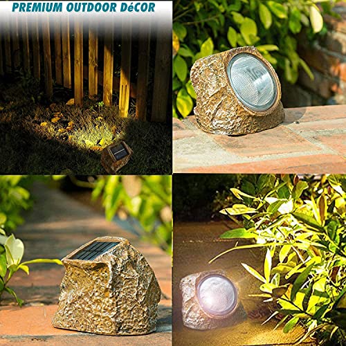 2 Pack 10 LED Waterproof Solar Powered Rock Light B68140