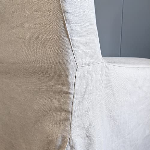 Set of 4 Solid Beige Linen Cotton Dining Chair Cover X156