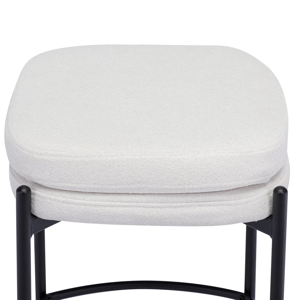 Cream White Boucle Fabric Bar Stools Set of 2 I48305