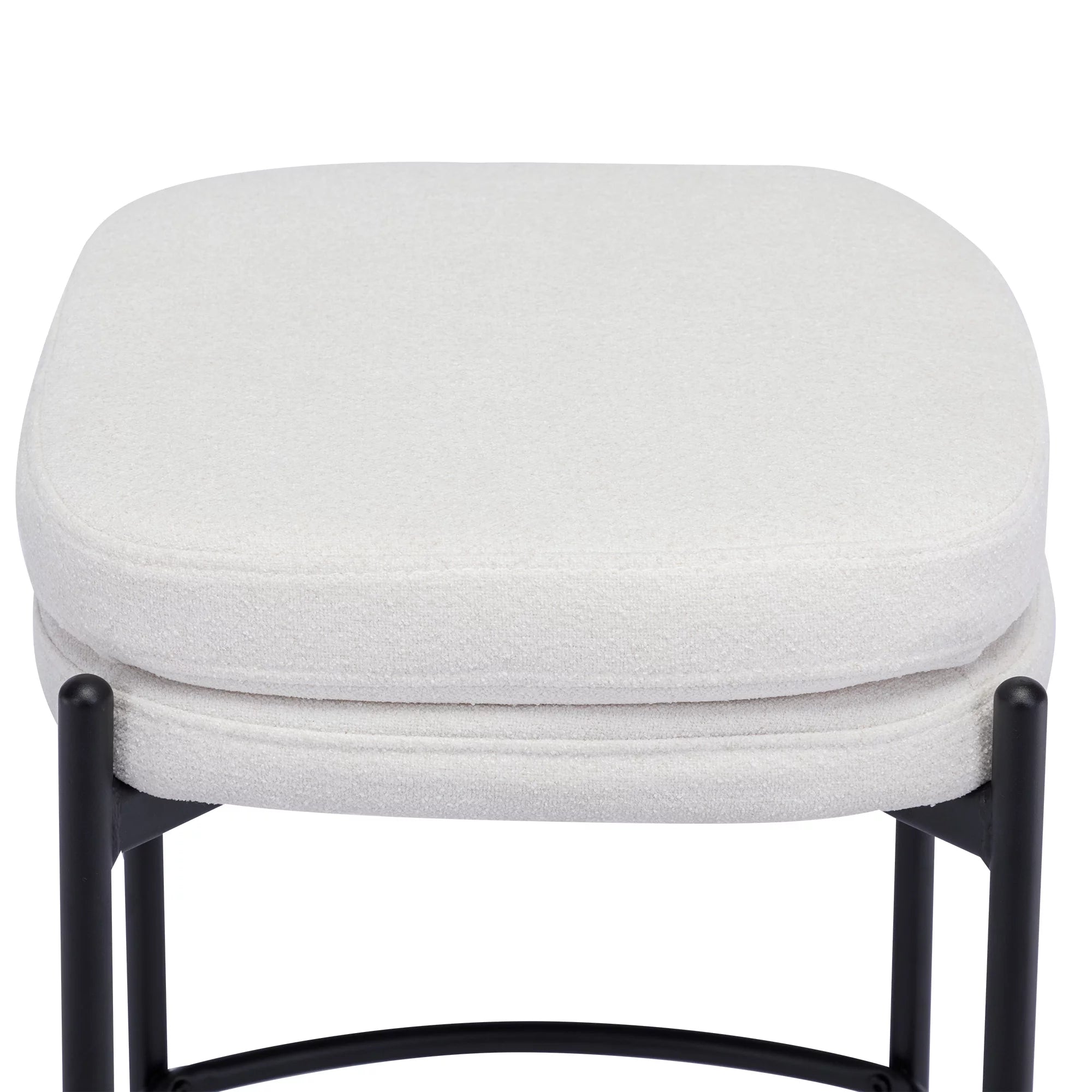 Cream White Boucle Fabric Bar Stools Set of 2 I48305