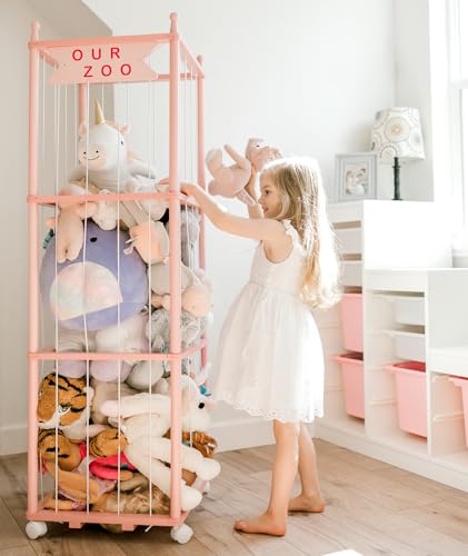 Wood Stuffed Animal Storage, Extra Large Capacity Plush Toy Cage, 54 inch W23456