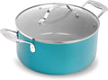 Aqua Blue Nonstick 5 Quart Stock Pot with Glass Lid T681