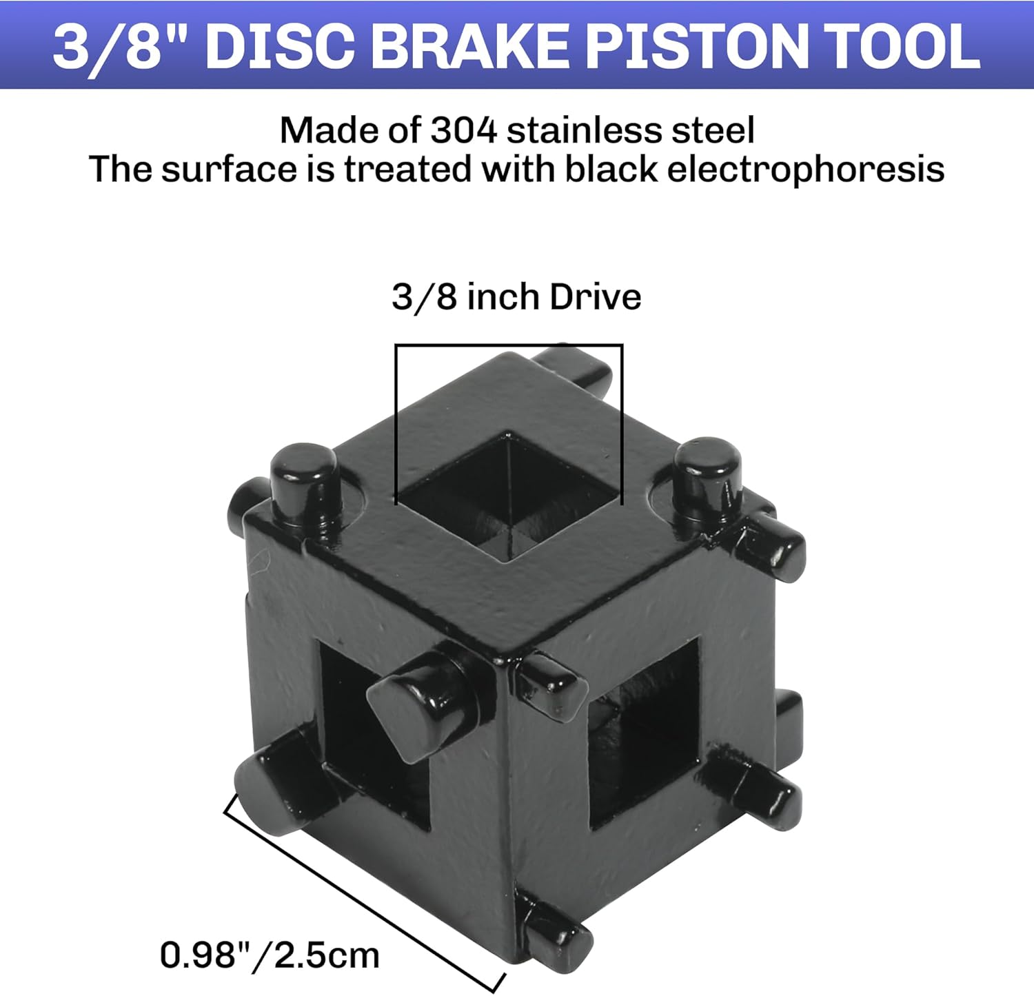 3/8" Disc Brake Piston Tool with 2PCS Brake Caliper Hangers T40857