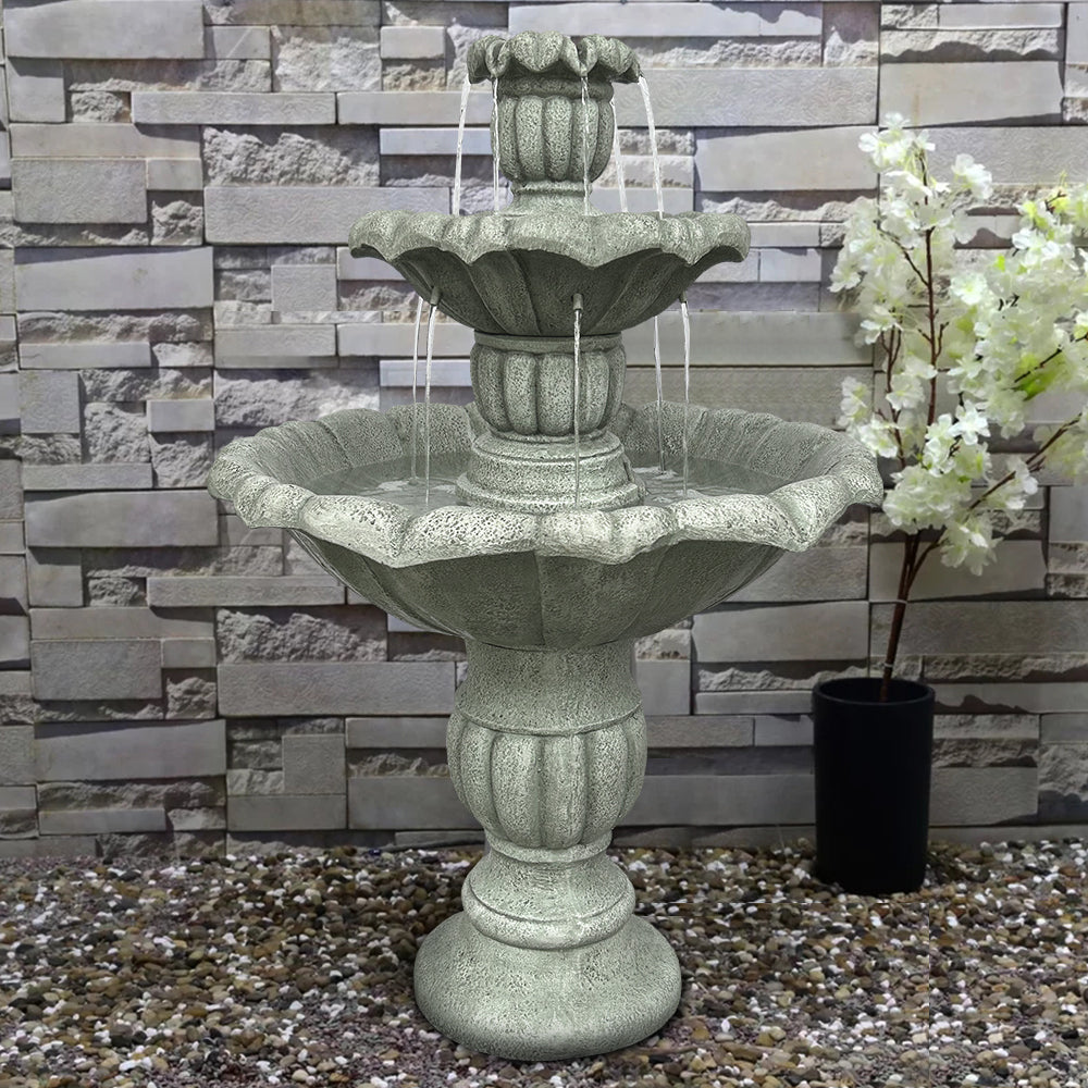 35'' H 3-Tier Outdoor Water Fountain with Submersible Electric Pump P290999