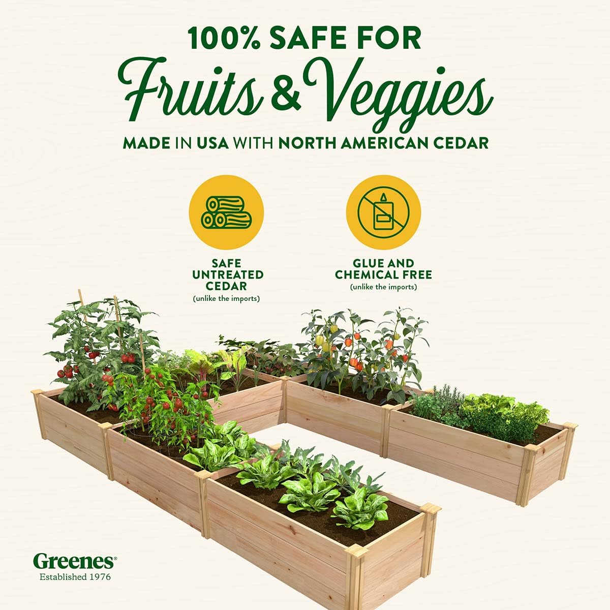 Cedar Raised Garden Bed, 8' x 12' x 16.5" U-Shaped Bed Q672