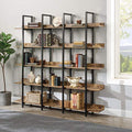 Black 5-Shelf Open Bookcase with Metal Frame W53178
