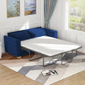 Blue Velvet Pull Out Sofa Bed with Foam Mattress W34503