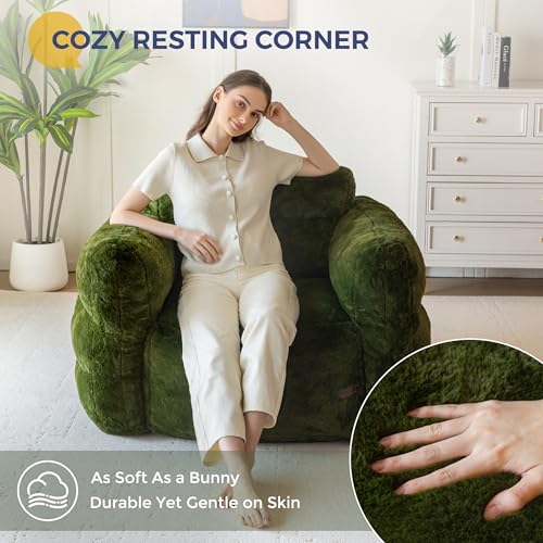 Green Oversized Fluffy Bean Bag Sofa V253199