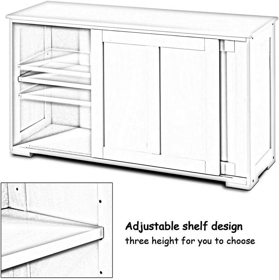 Dark Brown Wood Sliding Door Kitchen Storage Cabinet MDF 42" L × 13" W × 23.5" H D628