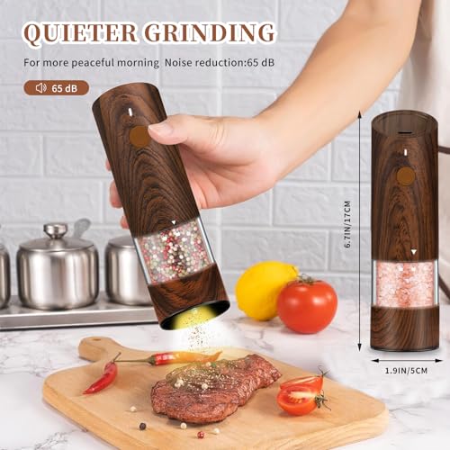 2 Pack Electric Salt and Pepper Grinder Set with LED Light W827428