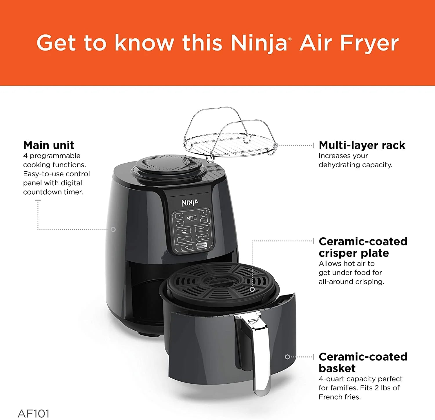 Black 4 Qt Air Fryer K156341