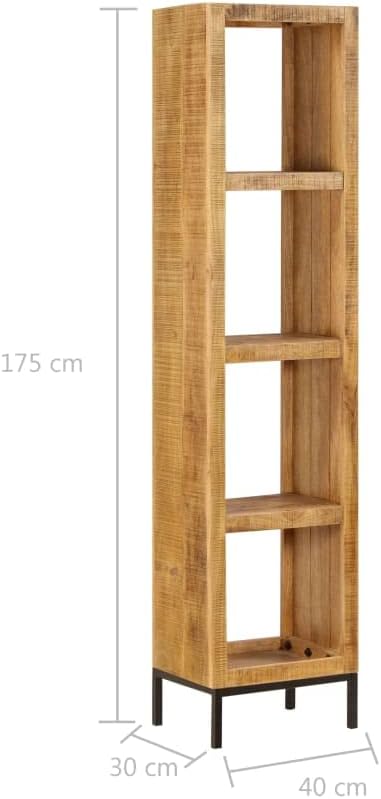 Solid Mango Wood Bookshelf with 4 Compartments Z991