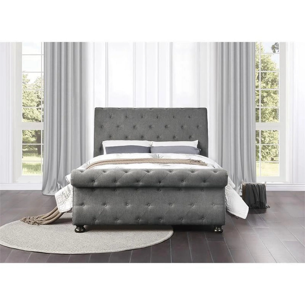 Dark Gray Queen Wood Sleigh Bed F650