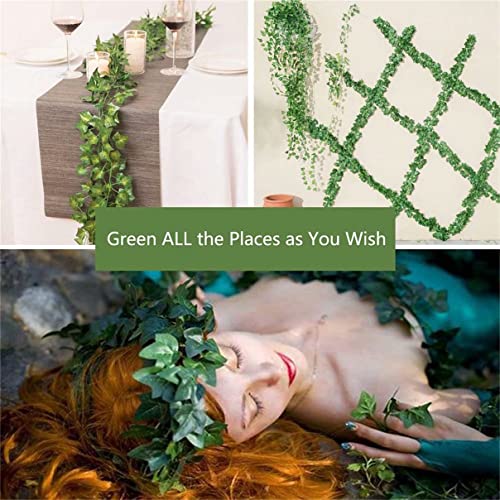 Fake Vines Artificial Ivy Garland with 100 LED String Light Hanging Plants Faux Greenery Leaves 6Pack with 100LED E537