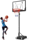 5-7FT Height Adjustable Basketball Hoop with 33 Inch Shatterproof Backboard and Stand Wheels W595083