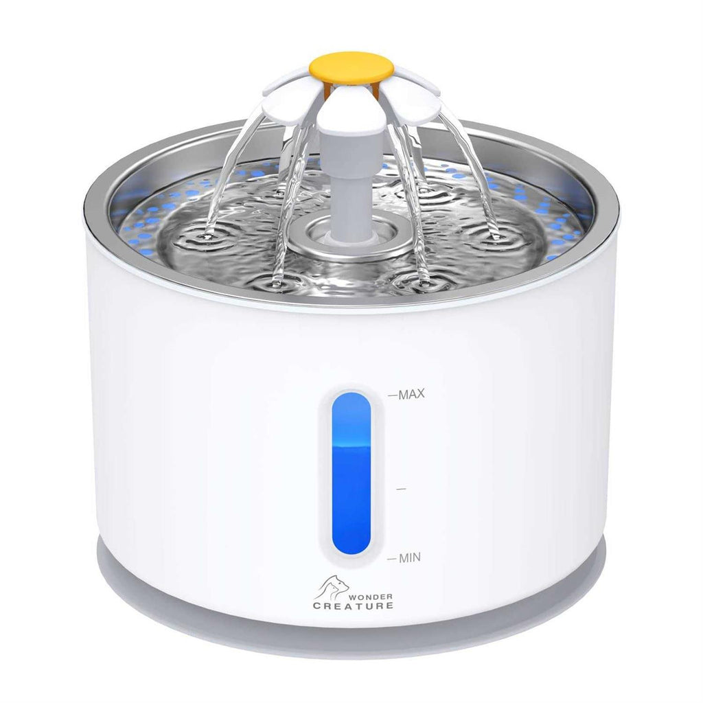 2.4L/81oz Automatic Cat Water Fountain with Stainless Steel Lid and LED Light J430296