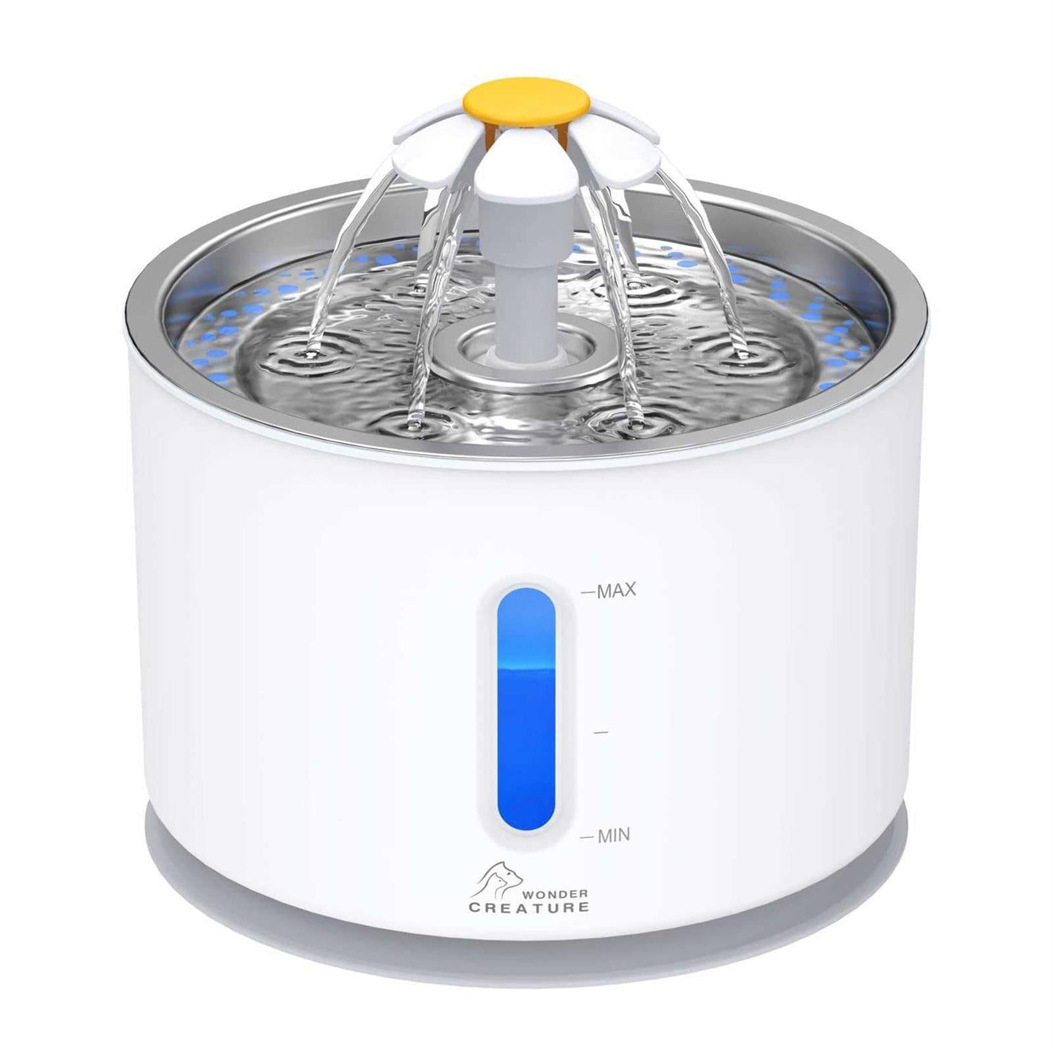 2.4L/81oz Automatic Cat Water Fountain with Stainless Steel Lid and LED Light J430296